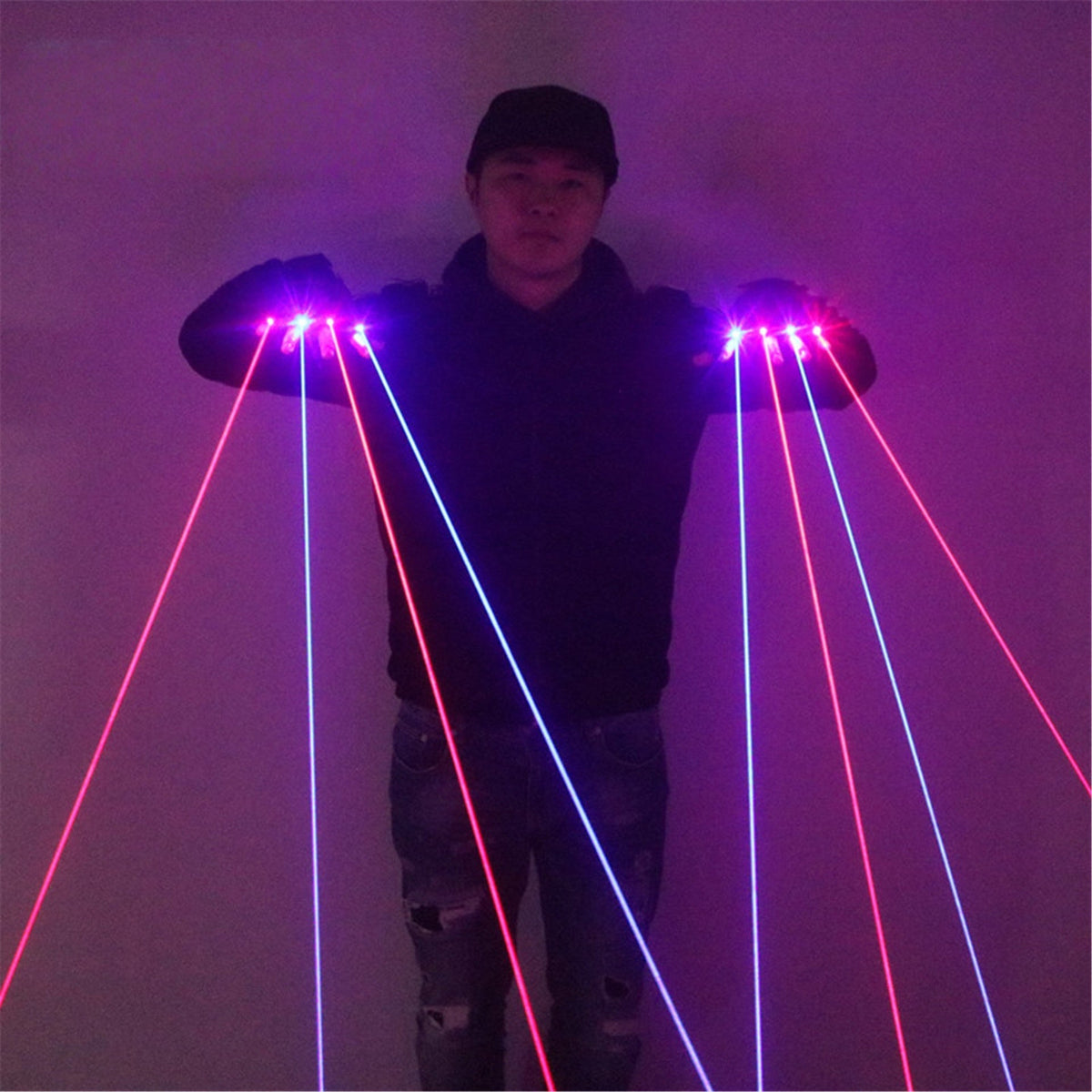 Green and red laser glove set for DJ and dance stage performances