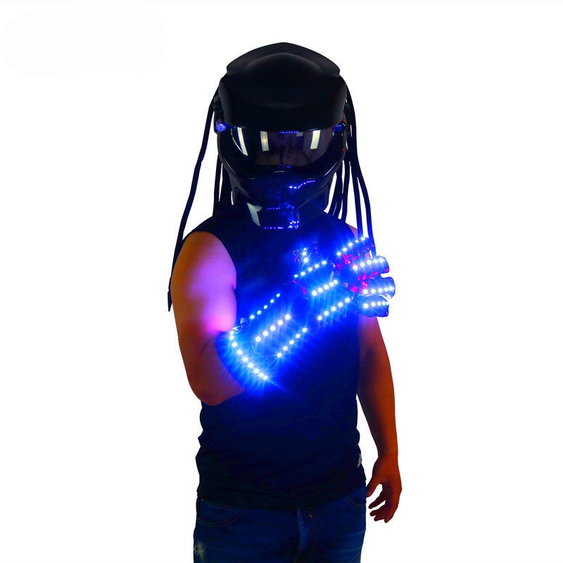 Black futuristic laser arm glove for right-hand cyber performance wear
