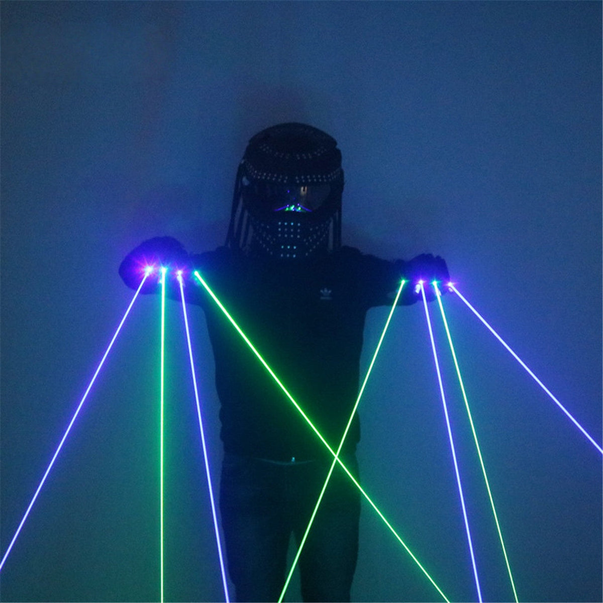Blue and green laser gloves for DJ and stage performance