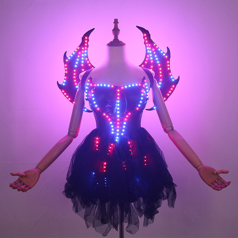 LED demon wings and skirt costume for stage performances