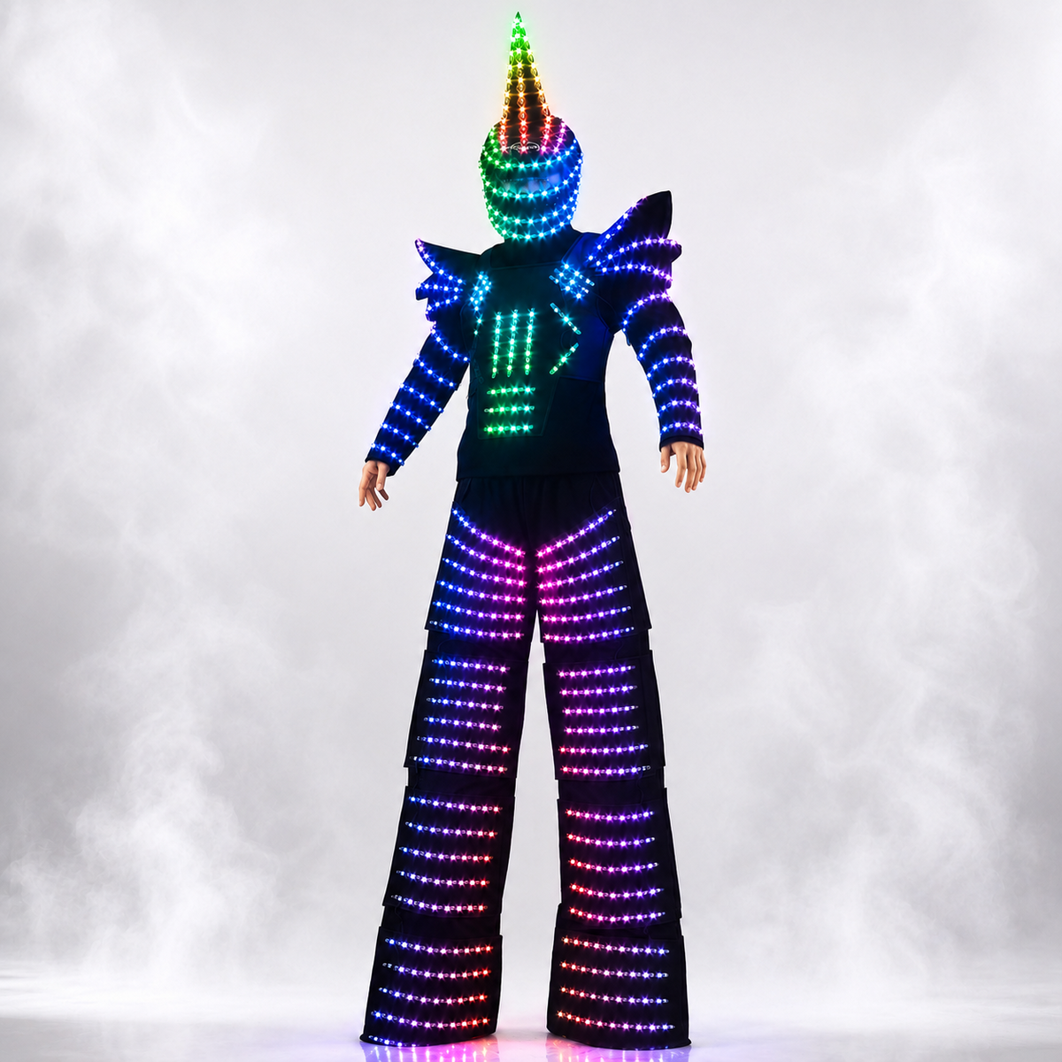 RGB LED futuristic armor costume for a DJ stage performance