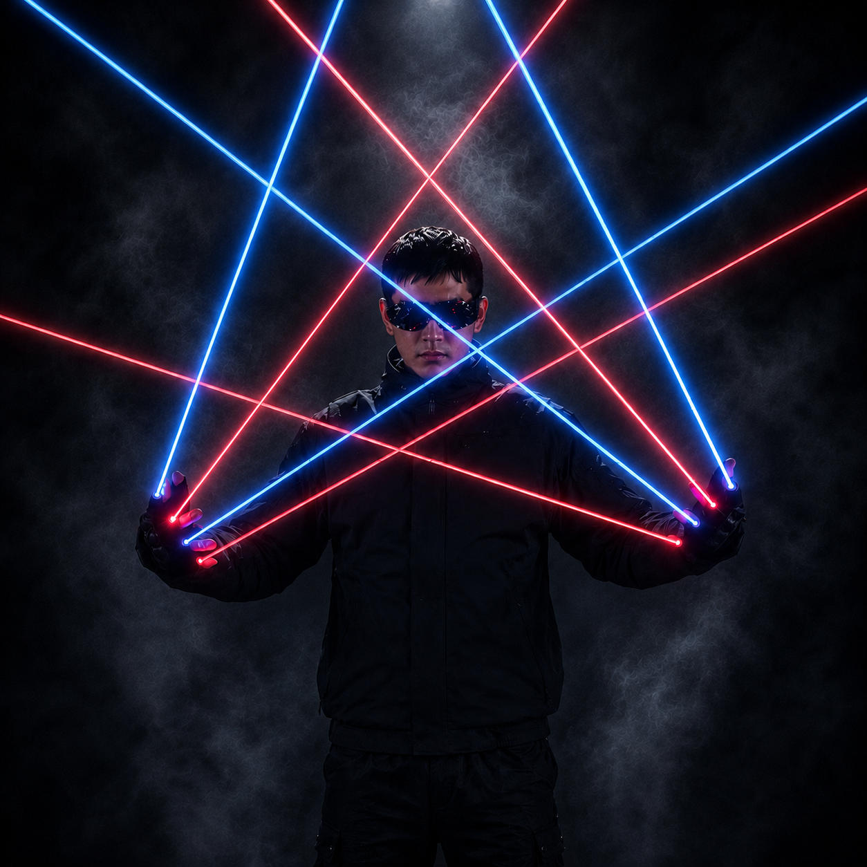Red Green Laser Performance Gloves for Parties and Shows