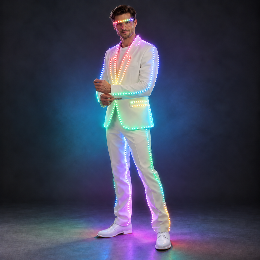 Men's RGB LED Light-Up Suit Set with Remote Control