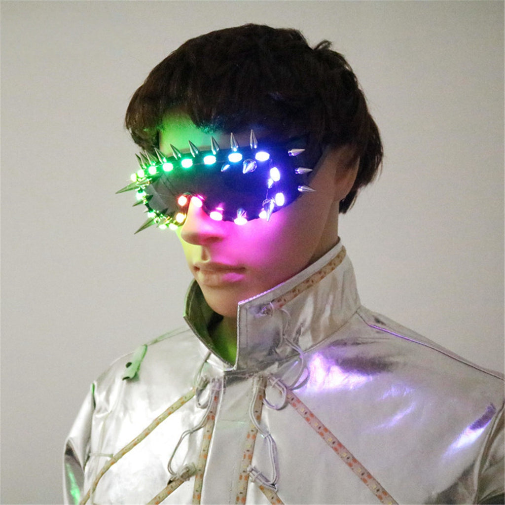 Punk Stud LED Glasses — Multicolor Glow Party Goggles