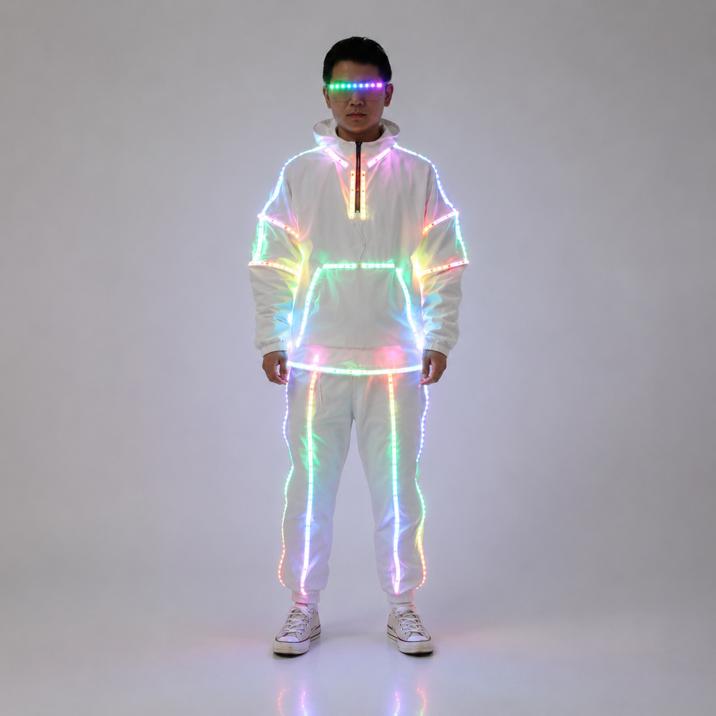 Remote Control RGB LED Light-Up Performance Outfit with LED Glasses