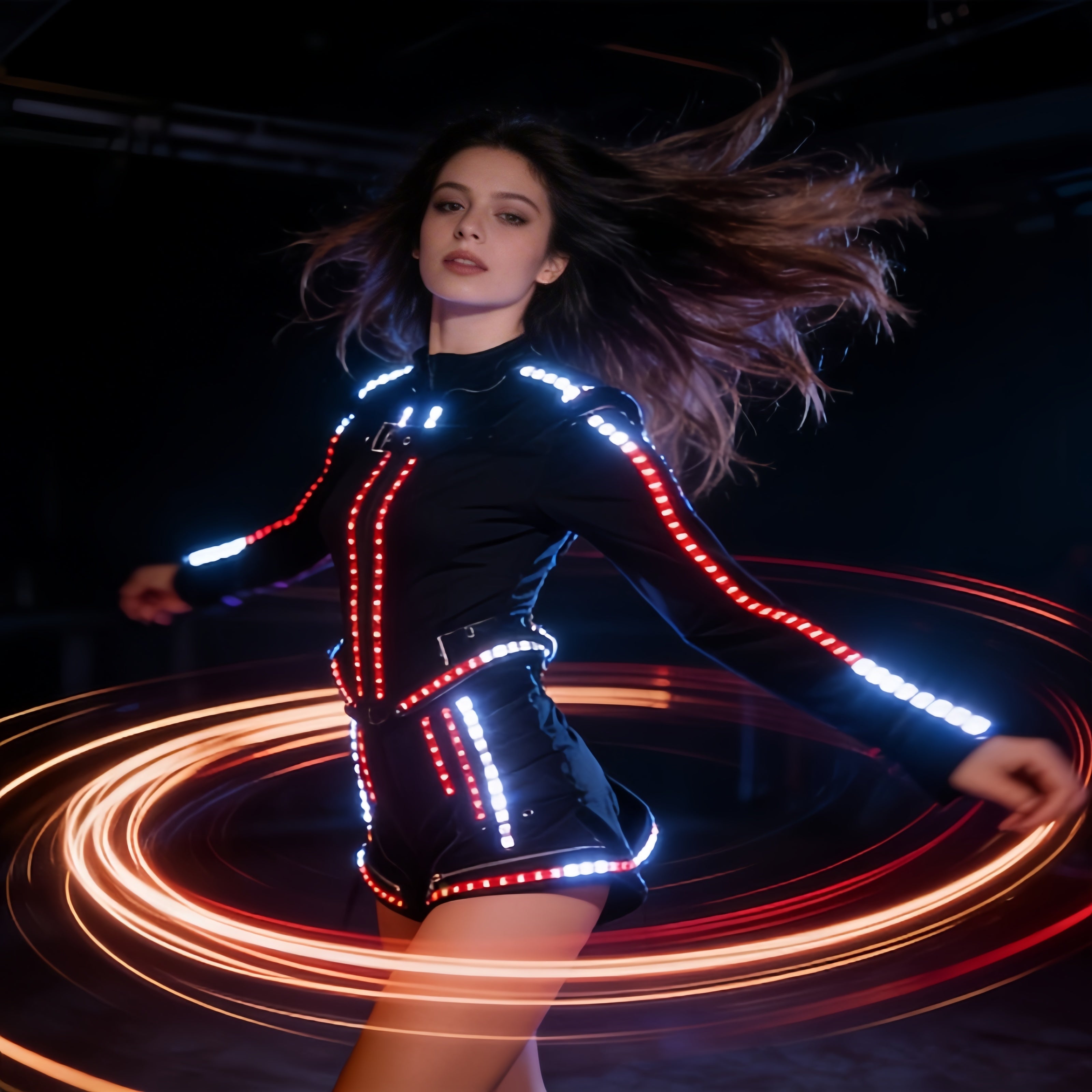 LED Glow Women Light Up Outfit Nightclub Rave Festival DJ Stage Dance Costume Neon Party Wear