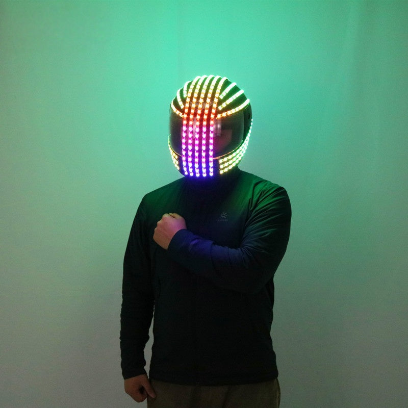 Luminous LED Cyberpunk Motorcycle Helmet – Light-Up Visor Street Helmet