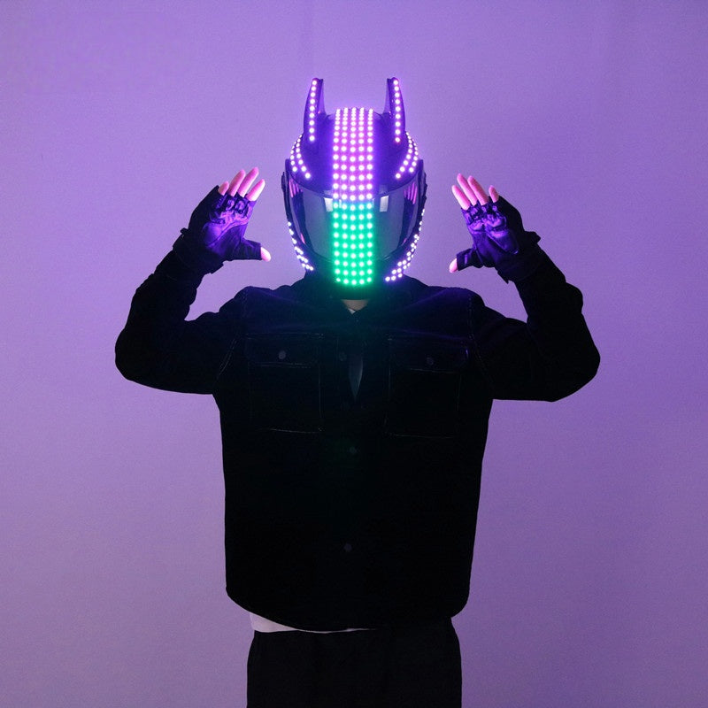 LED Glowing Cyber Helmet – EDM Festival & DJ Performance Gear