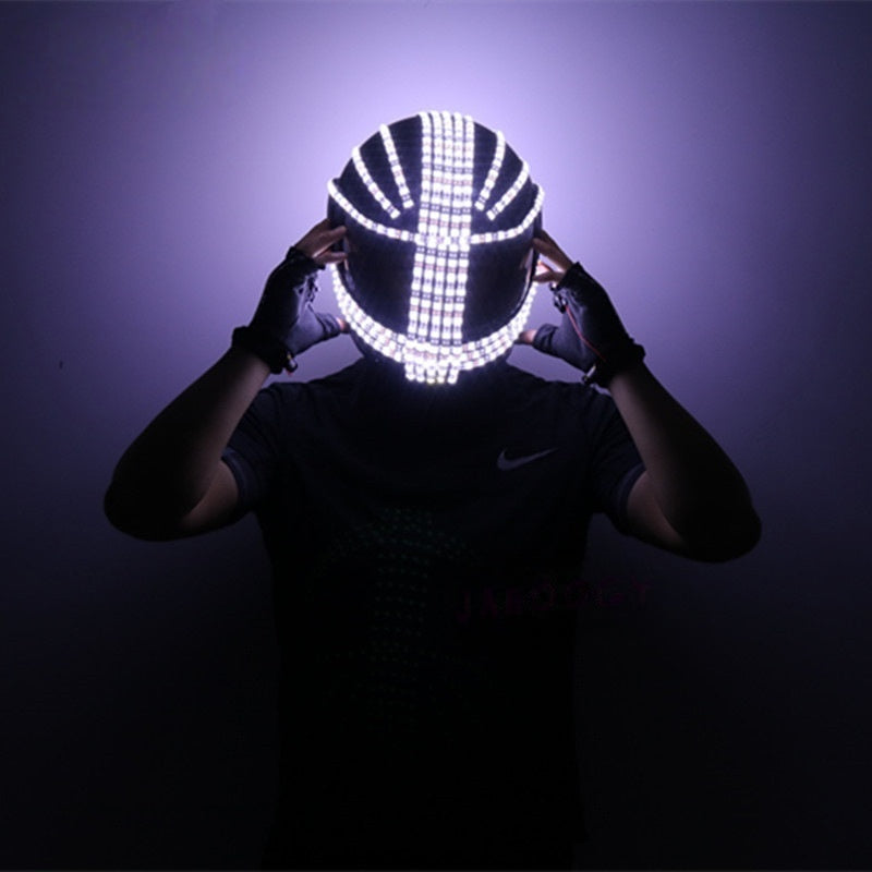 LED Cyber Helmet – Glowing DJ Party Visor