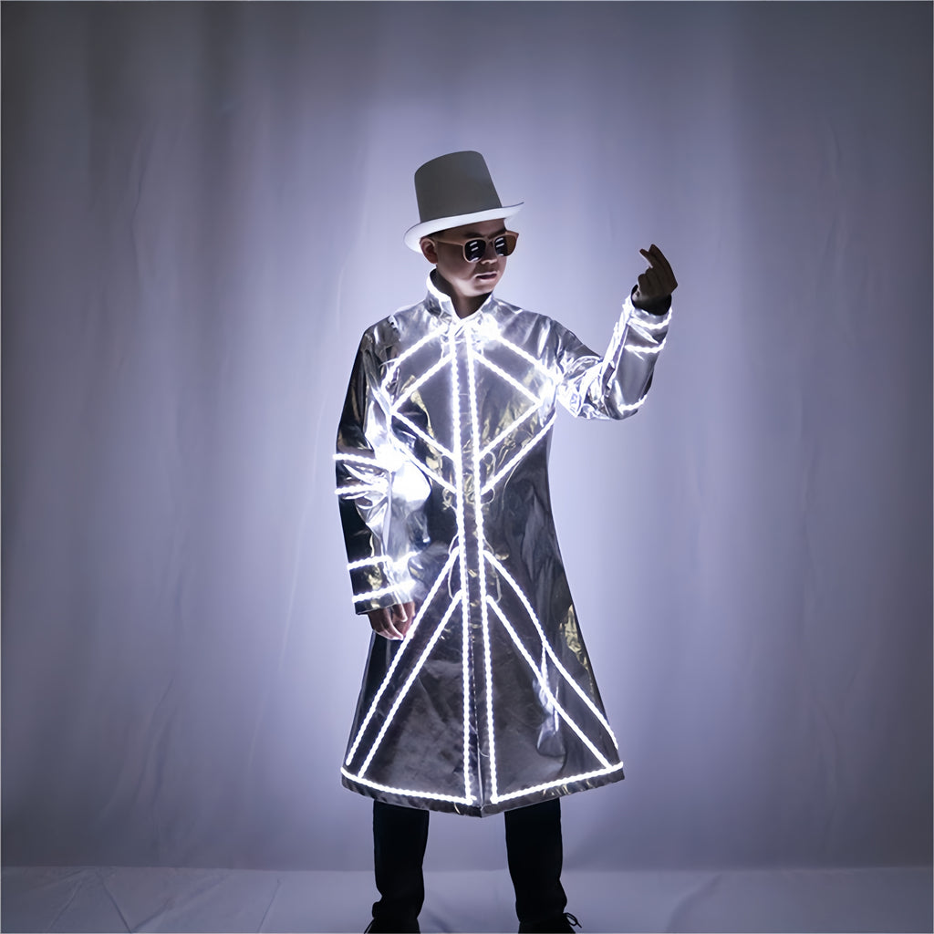 LED Light Up Robot Costume Luminous Fluorescent Suit Glowing Stage Performance Outfit Party DJ Dance Props