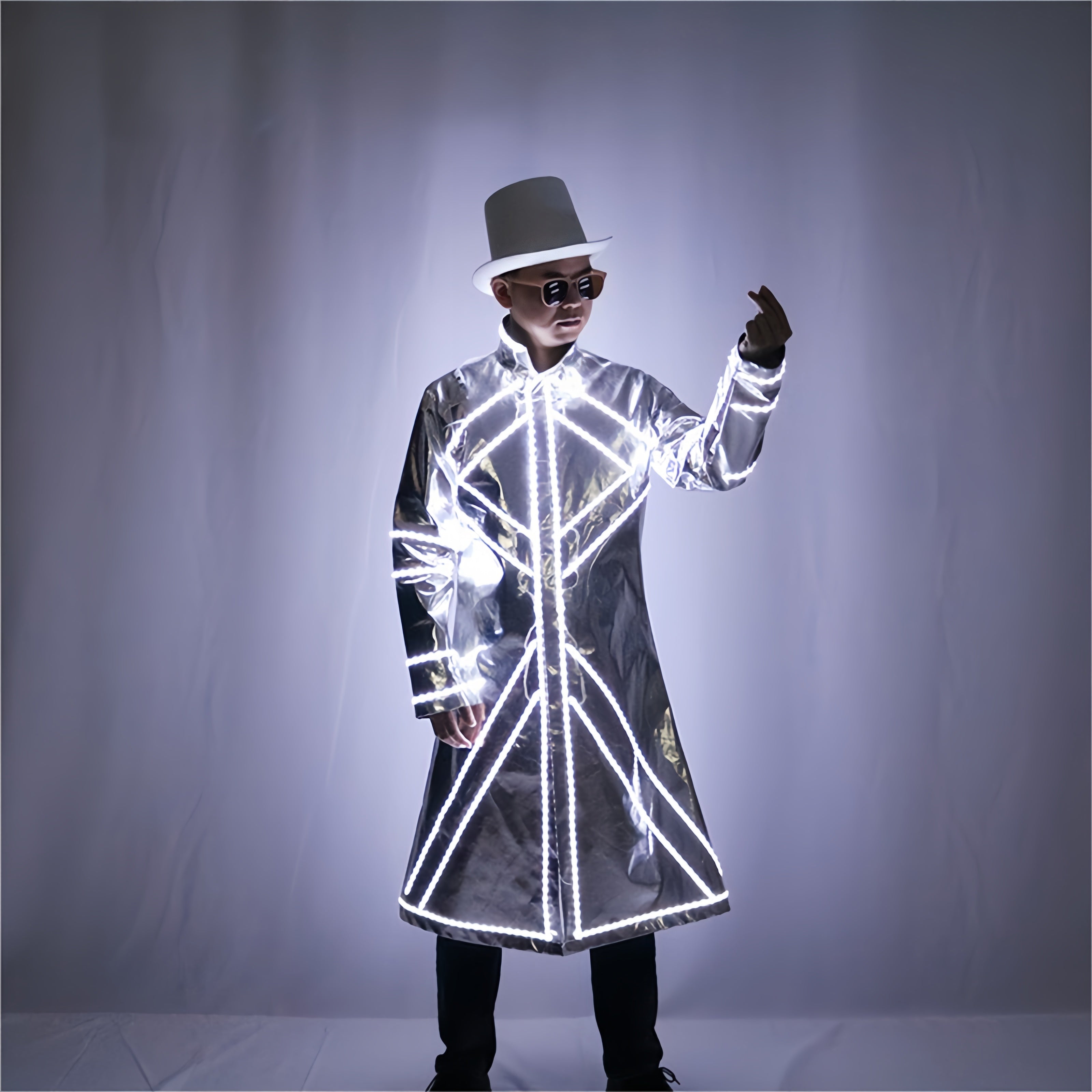 LED Light Up Robot Costume Luminous Fluorescent Suit Glowing Stage Performance Outfit Party DJ Dance Props