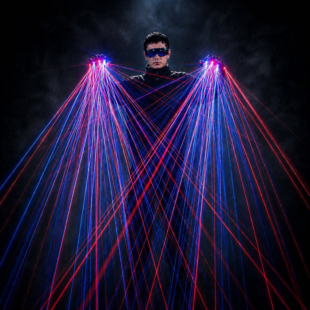 Red Green Laser Performance Gloves for Parties and Shows