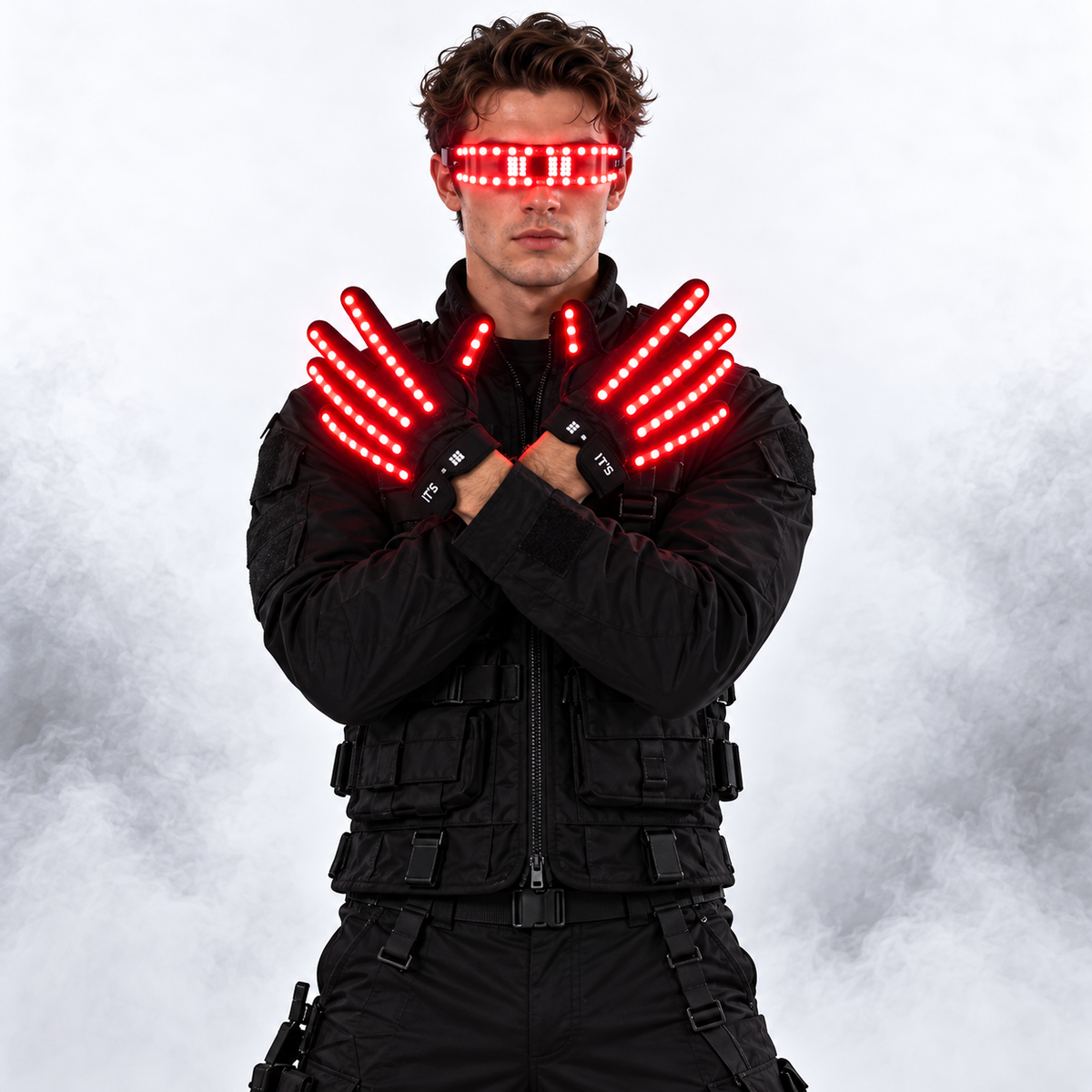Neon Color LED Gloves and Glowing Party Glasses Set