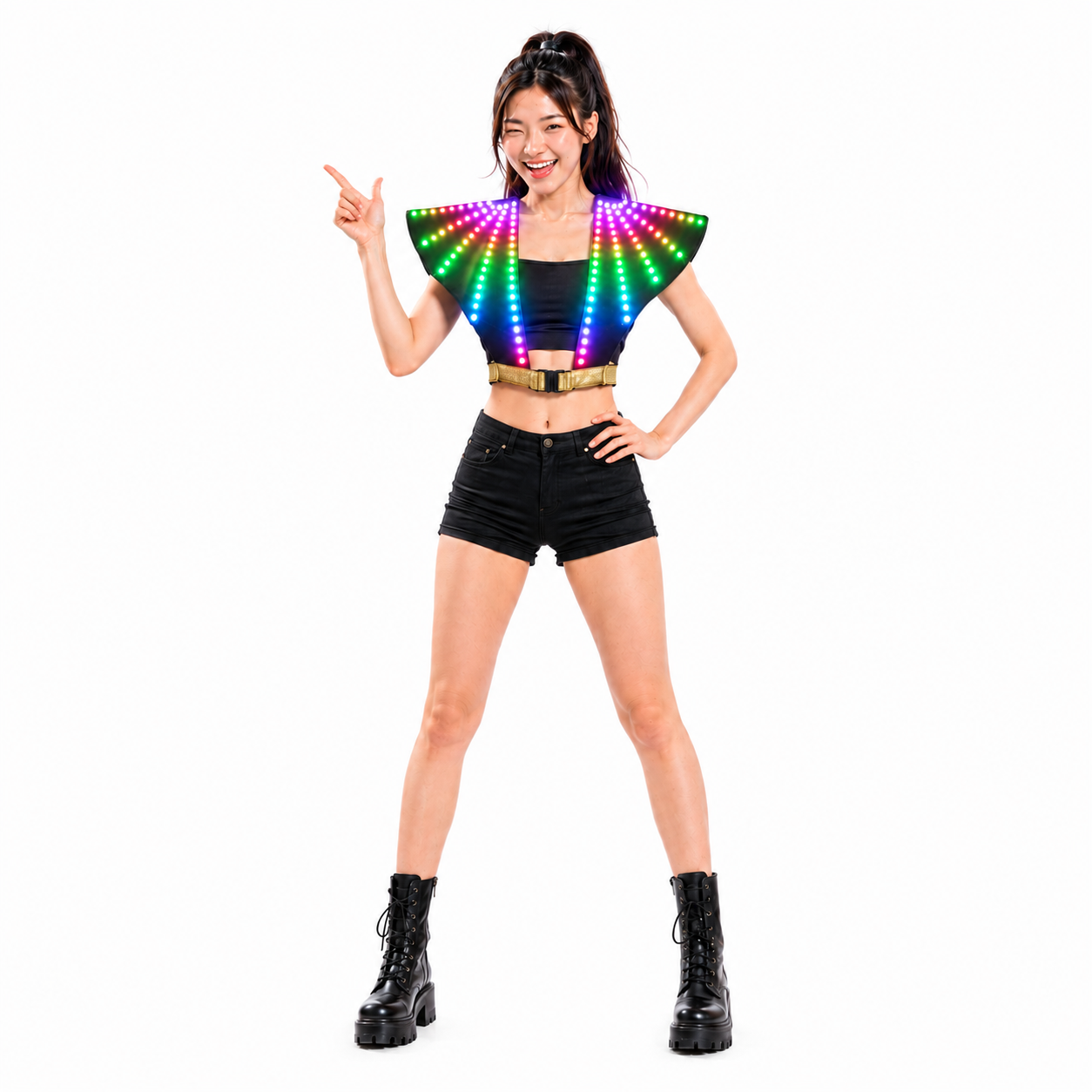 Full-Color LED Light-Up Shoulder Vest, Remote Control Stage Performance Outfit for DJ, Rave & Nightclub Shows