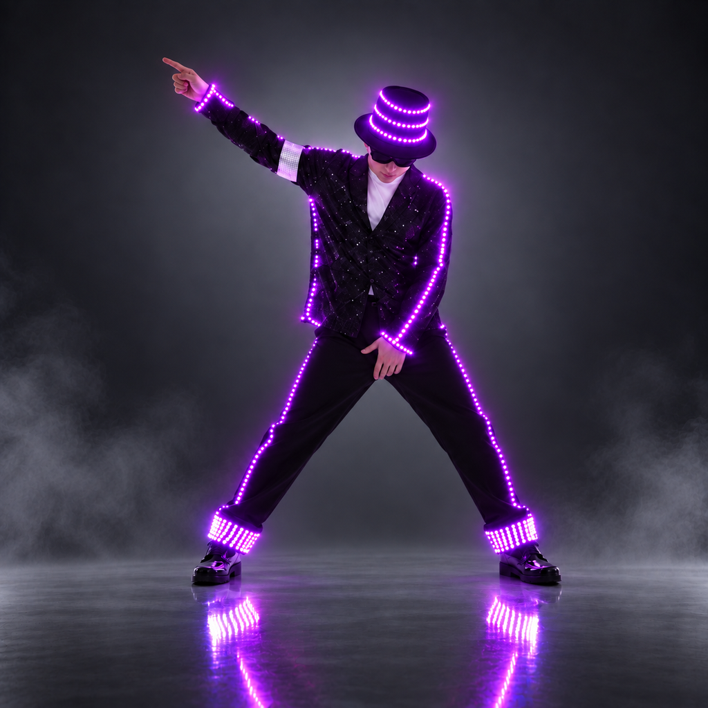 RGB LED Light-Up Performance Suit – Remote Control Color Changing Stage Dance Outfit