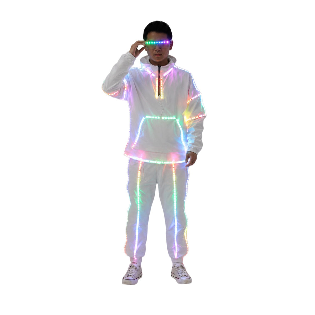 Remote Control RGB LED Light-Up Performance Outfit with LED Glasses