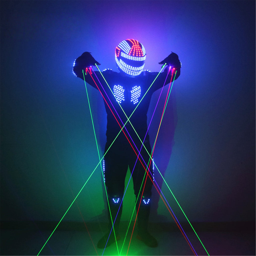 RGB LED Robot Outfit with Laser Beam Gloves – Stage Show Costume