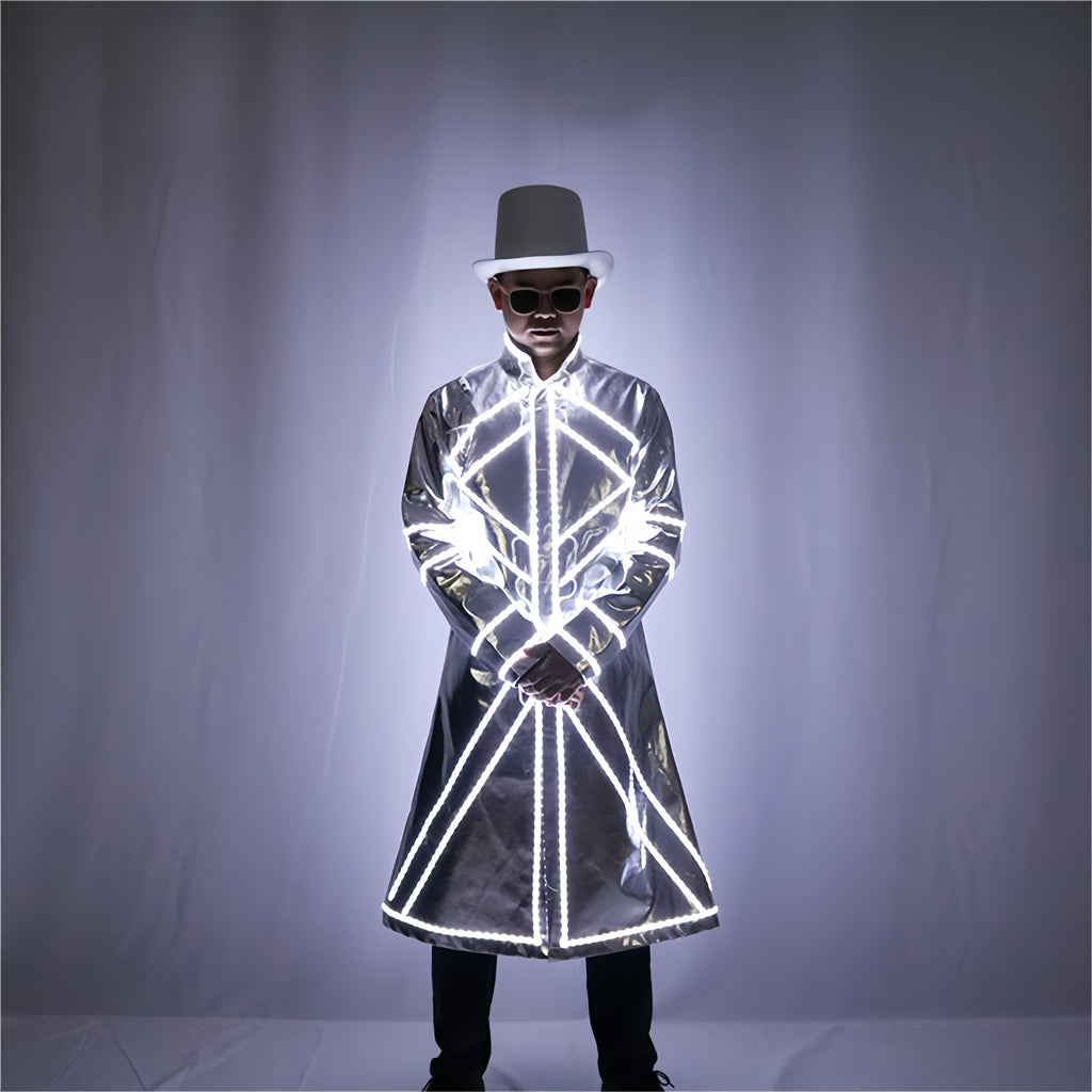 LED Light Up Robot Costume Luminous Fluorescent Suit Glowing Stage Performance Outfit Party DJ Dance Props