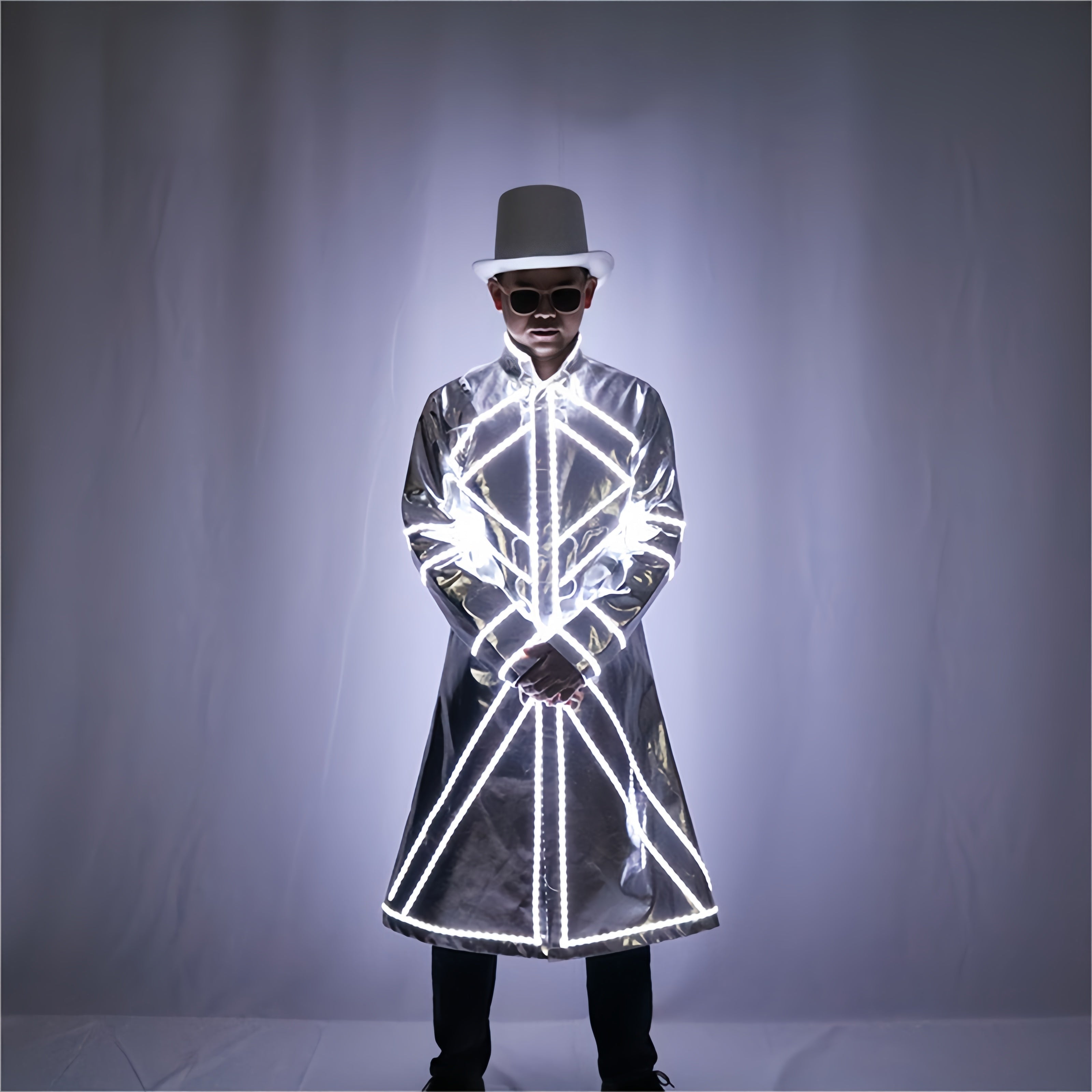 LED Light Up Robot Costume Luminous Fluorescent Suit Glowing Stage Performance Outfit Party DJ Dance Props
