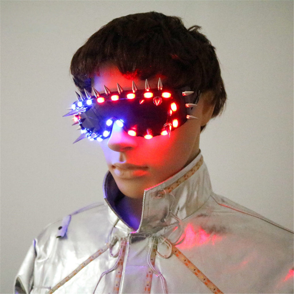 Punk Stud LED Glasses — Multicolor Glow Party Goggles