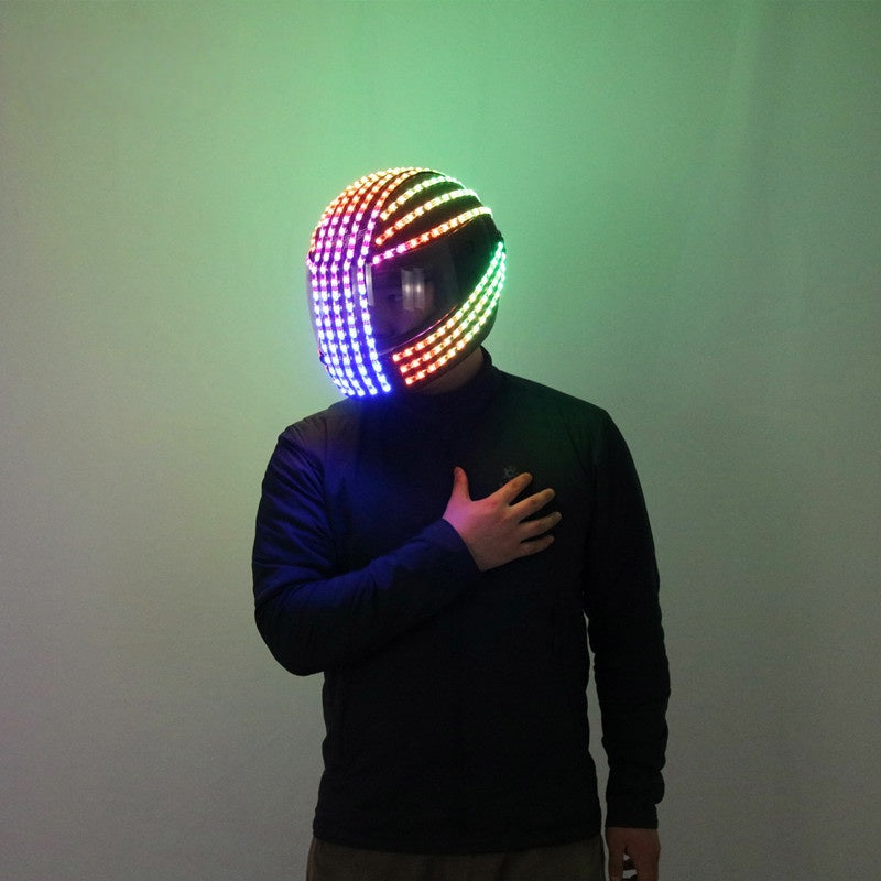 Luminous LED Cyberpunk Motorcycle Helmet – Light-Up Visor Street Helmet