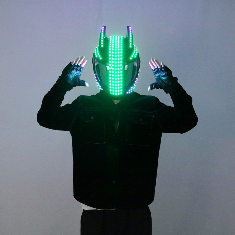 LED Glowing Cyber Helmet – EDM Festival & DJ Performance Gear