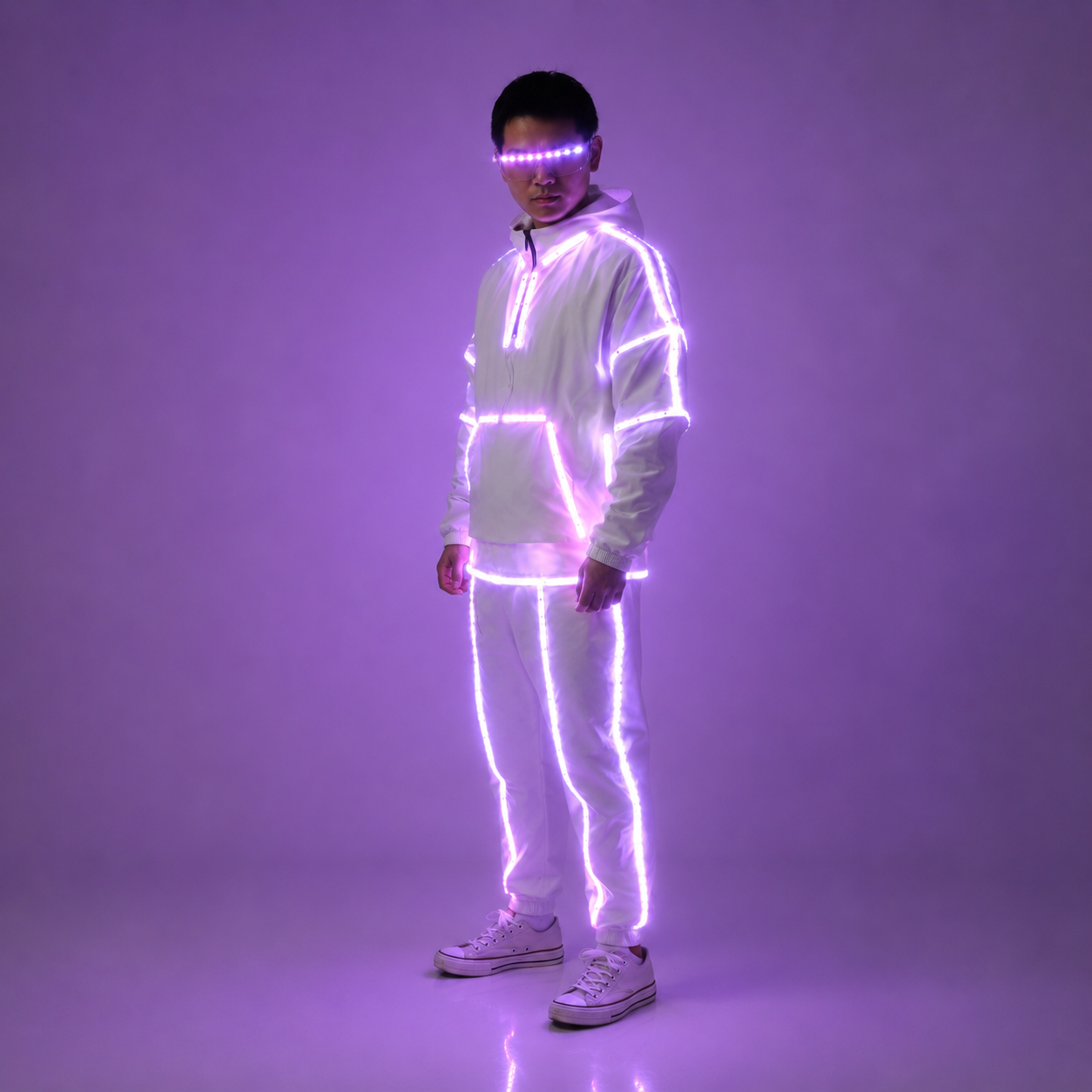 Remote Control RGB LED Light-Up Performance Outfit with LED Glasses