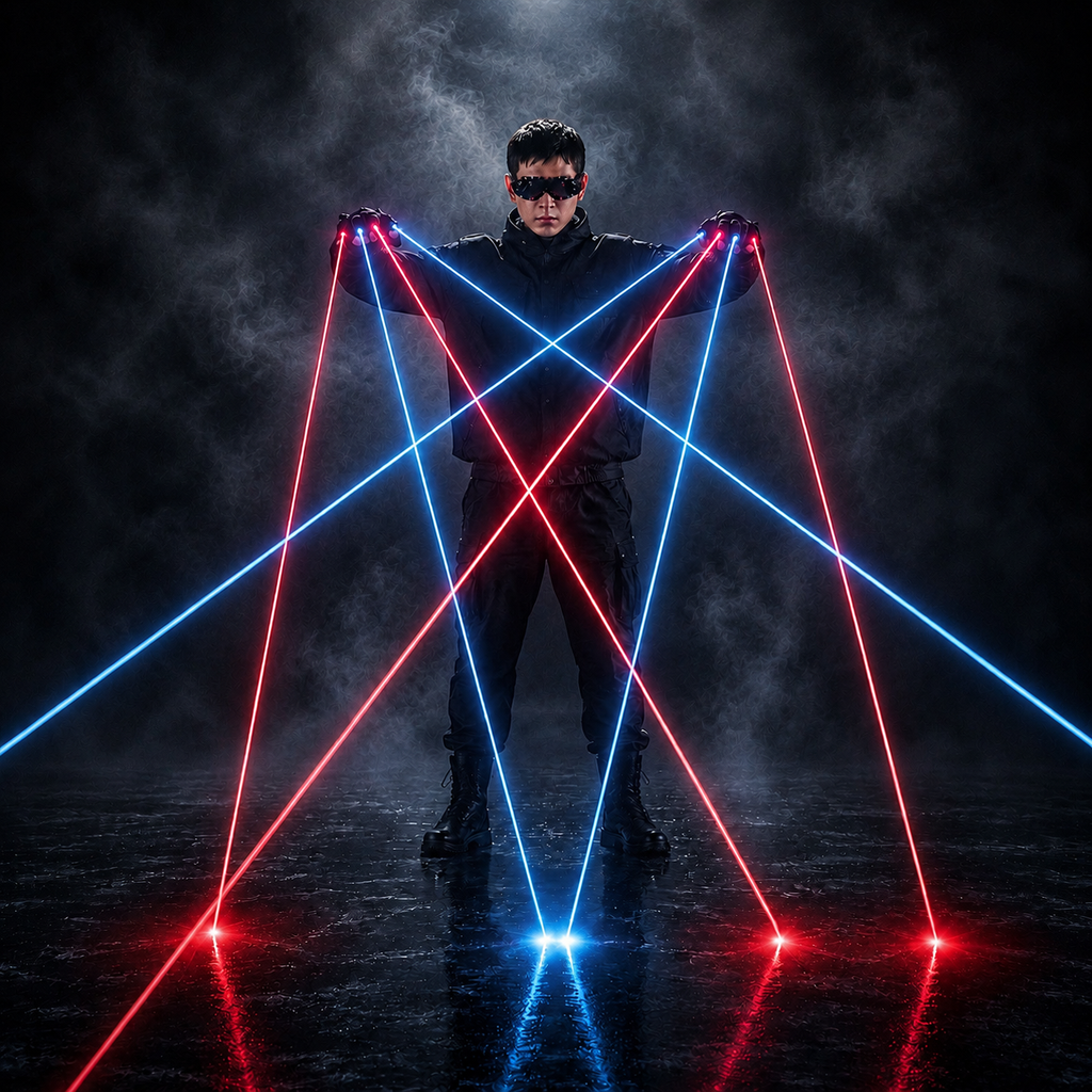 Red Green Laser Performance Gloves for Parties and Shows