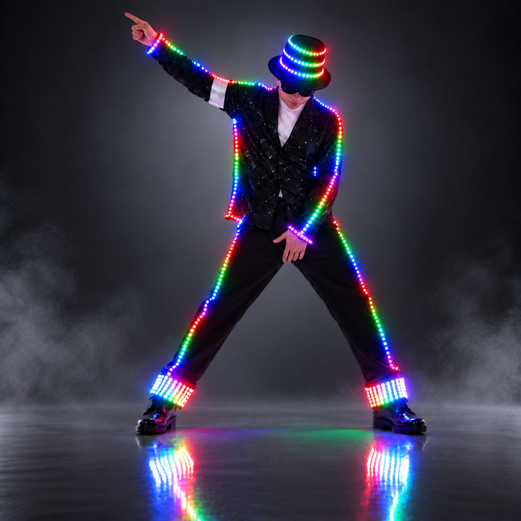 RGB LED Light-Up Performance Suit – Remote Control Color Changing Stage Dance Outfit