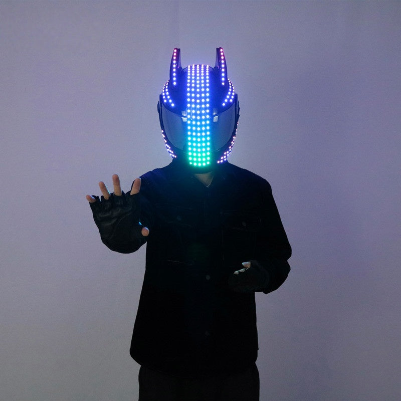LED Glowing Cyber Helmet – EDM Festival & DJ Performance Gear