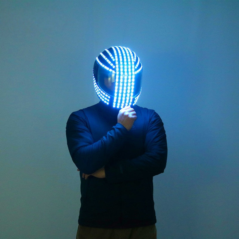 Luminous LED Cyberpunk Motorcycle Helmet – Light-Up Visor Street Helmet