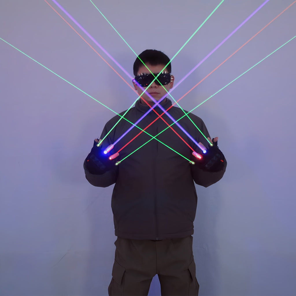 Green Red Blue Laser LED Gloves — Party & DJ Show Accessories