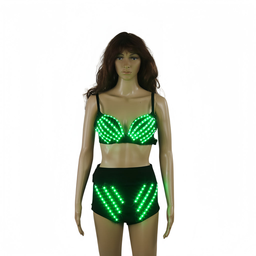 Full-color LED glowing party bras and shorts, fluorescent performance costumes