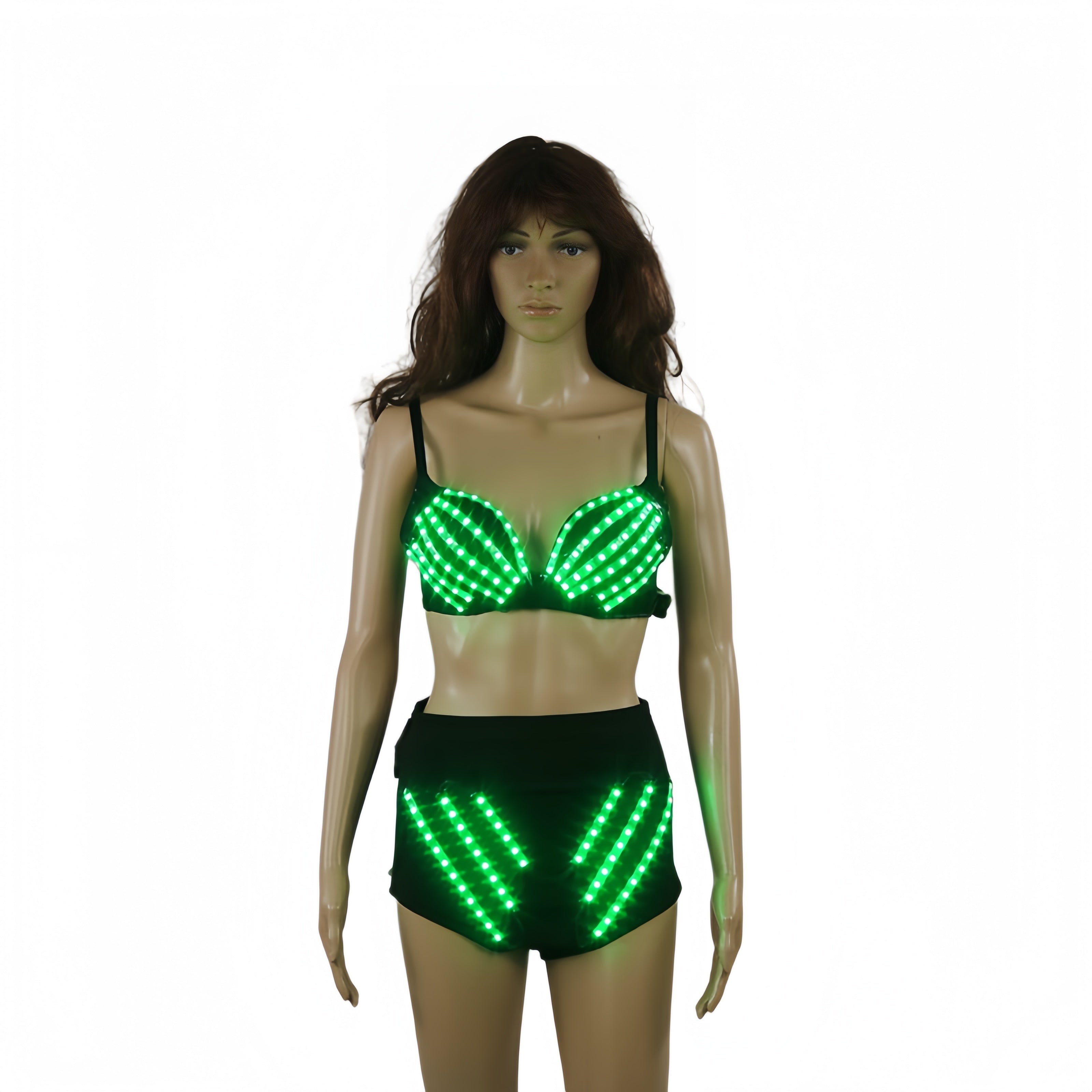 Full-color LED glowing party bras and shorts, fluorescent performance costumes
