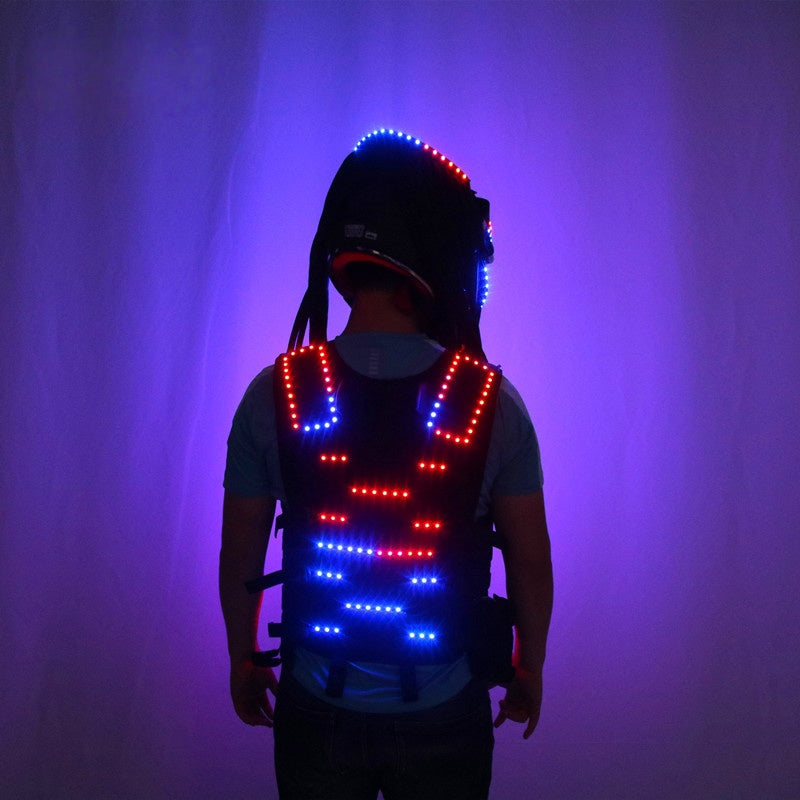 Cyber LED Motorcycle Helmet & Chest Armor – Light-Up Party Gear