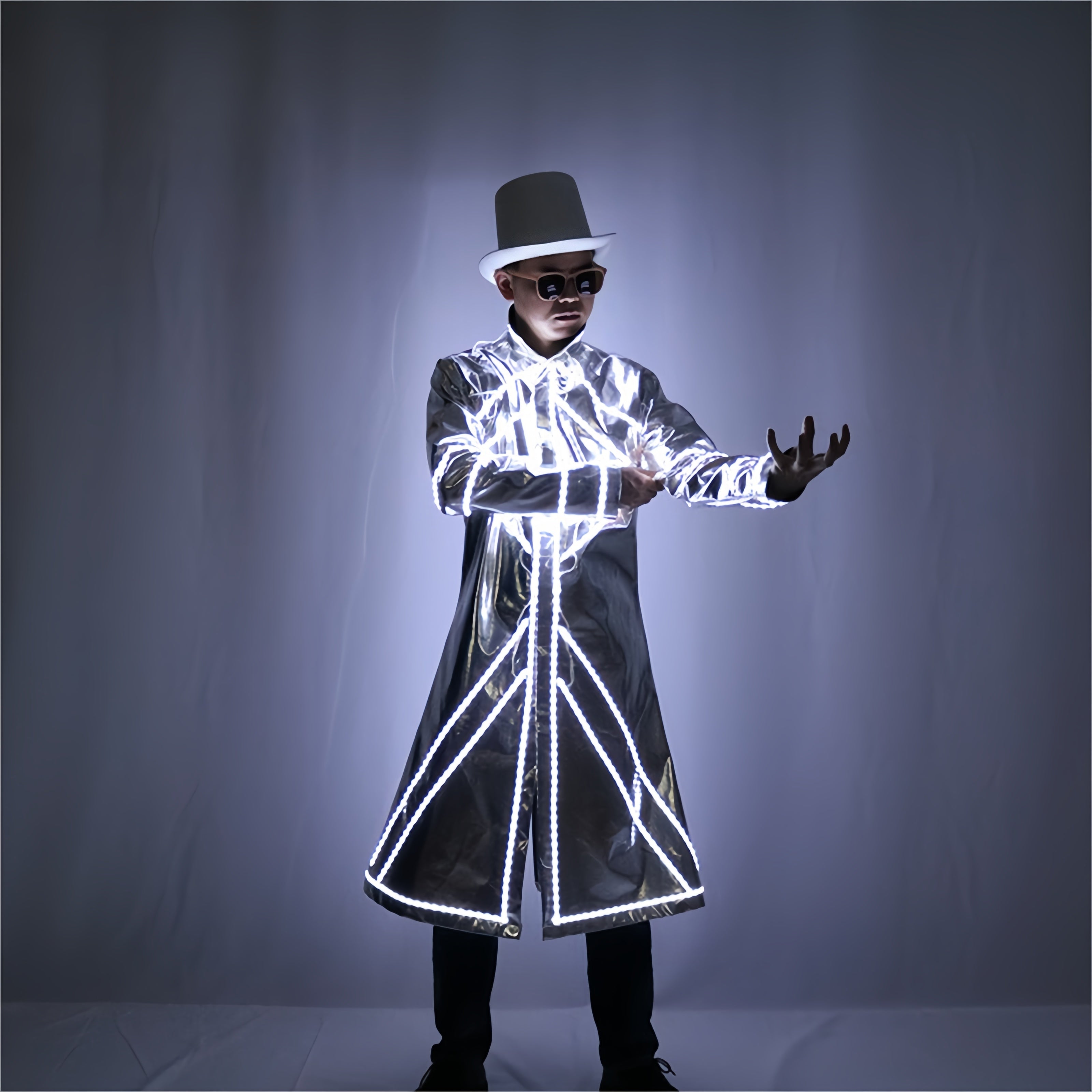 LED Light Up Robot Costume Luminous Fluorescent Suit Glowing Stage Performance Outfit Party DJ Dance Props