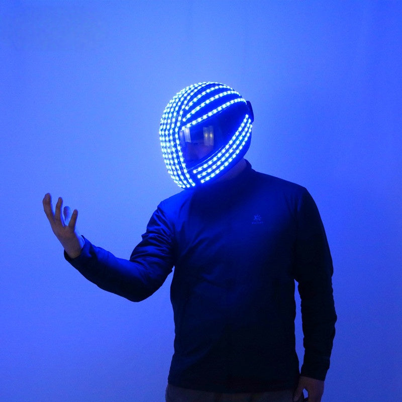 Luminous LED Cyberpunk Motorcycle Helmet – Light-Up Visor Street Helme – RADIANT BROTHER