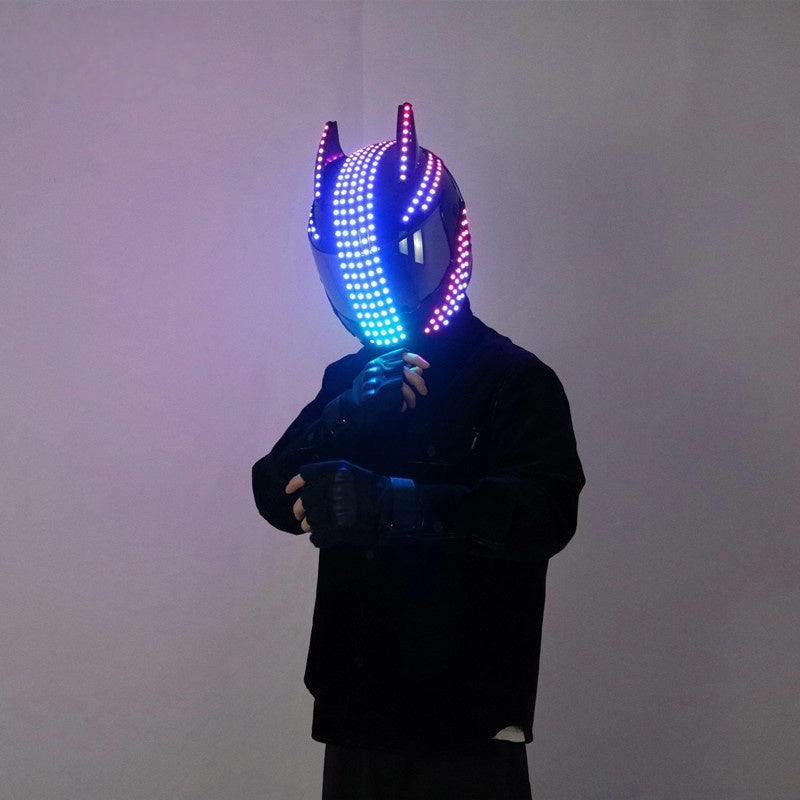 LED Glowing Cyber Helmet – EDM Festival & DJ Performance Gear