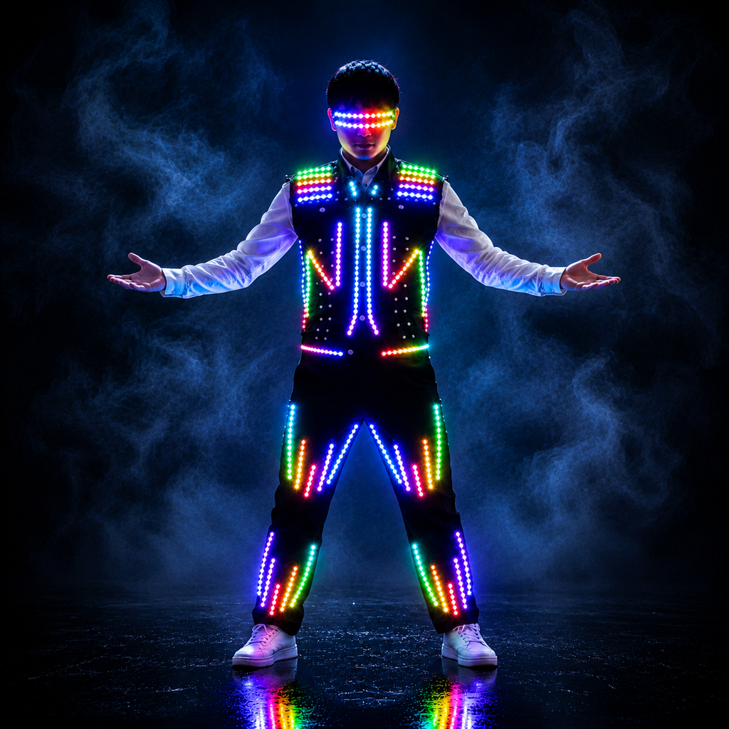 LED Luminous Vest AI Robot Performance Fluorescent Clothing Props Night Party Lighted Jacket