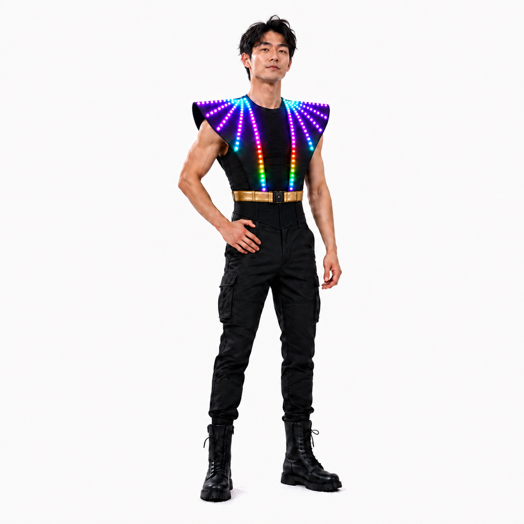 RGB LED Light Up Shoulder Vest for Stage Performance, DJ Party & Events