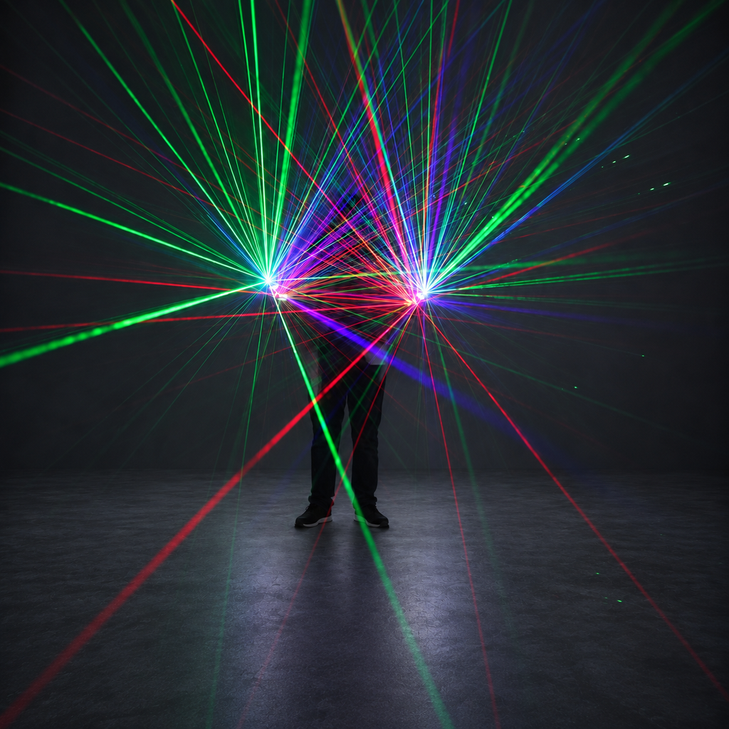 Green, Red & Blue Laser Gloves for DJ Stage Shows