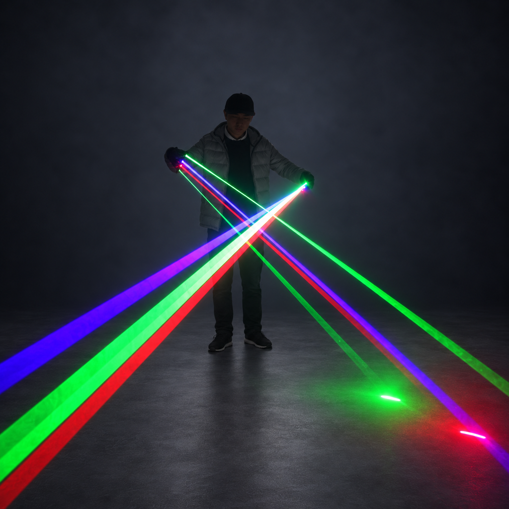 Green, Red & Blue Laser Gloves for DJ Stage Shows