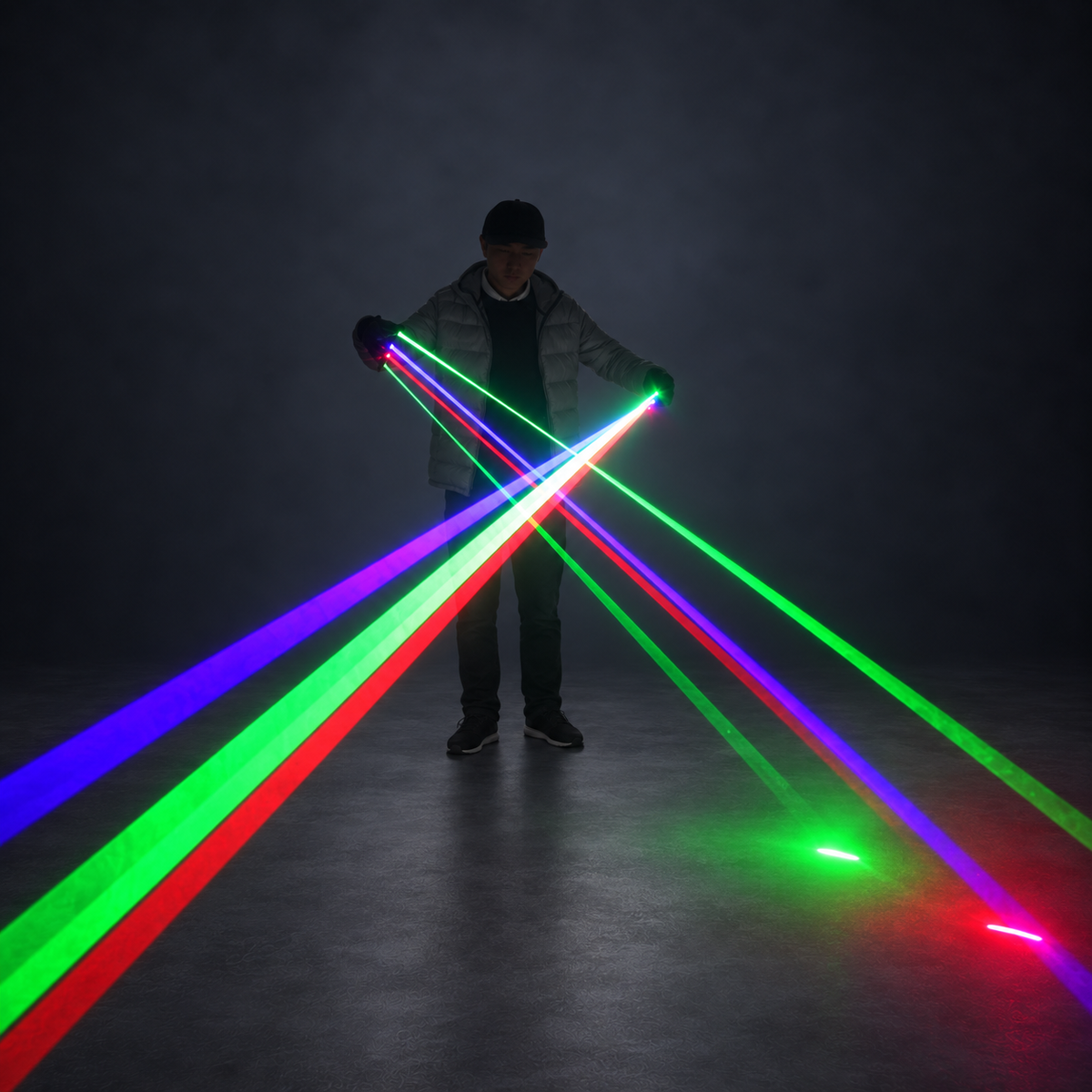 Green, Red & Blue Laser Gloves for DJ Stage Shows