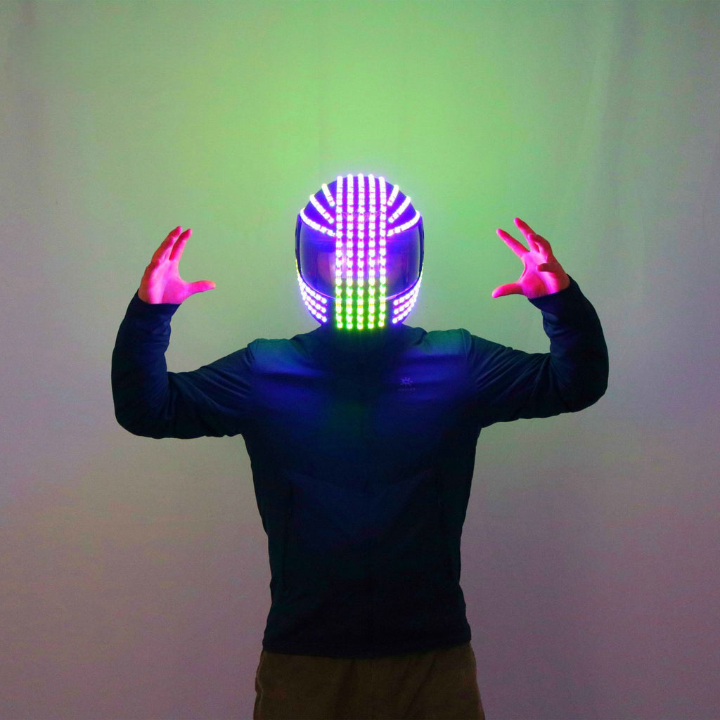 Luminous LED Cyberpunk Motorcycle Helmet – Light-Up Visor Street Helmet