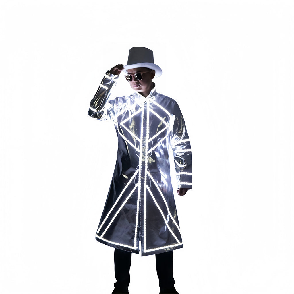 LED Light Up Robot Costume Luminous Fluorescent Suit Glowing Stage Performance Outfit Party DJ Dance Props