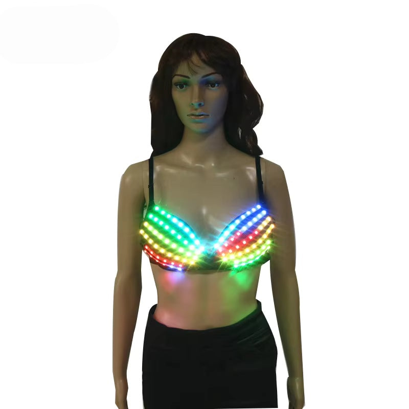Sexy Lingerie for Ladies, RGB Color Bra, Stage Costume, Singer Dancer