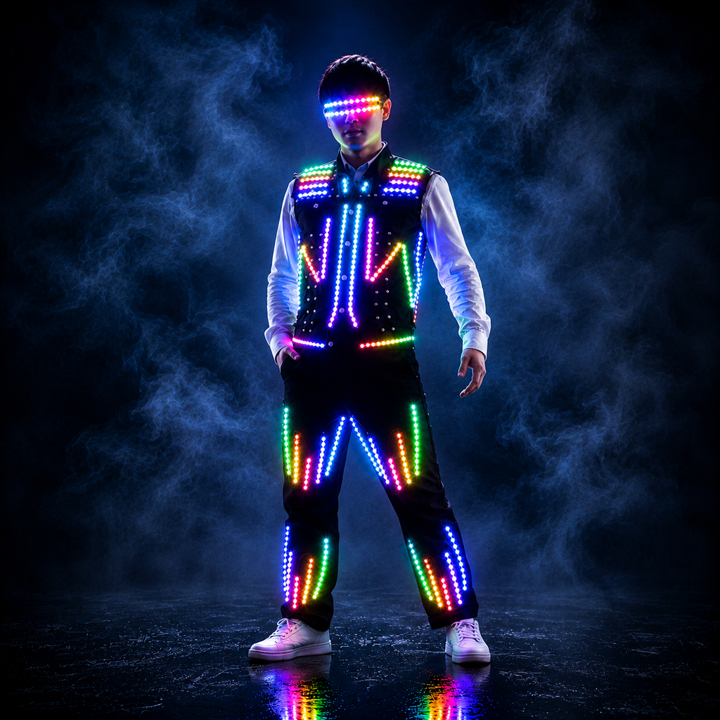 LED Luminous Vest AI Robot Performance Fluorescent Clothing Props Night Party Lighted Jacket