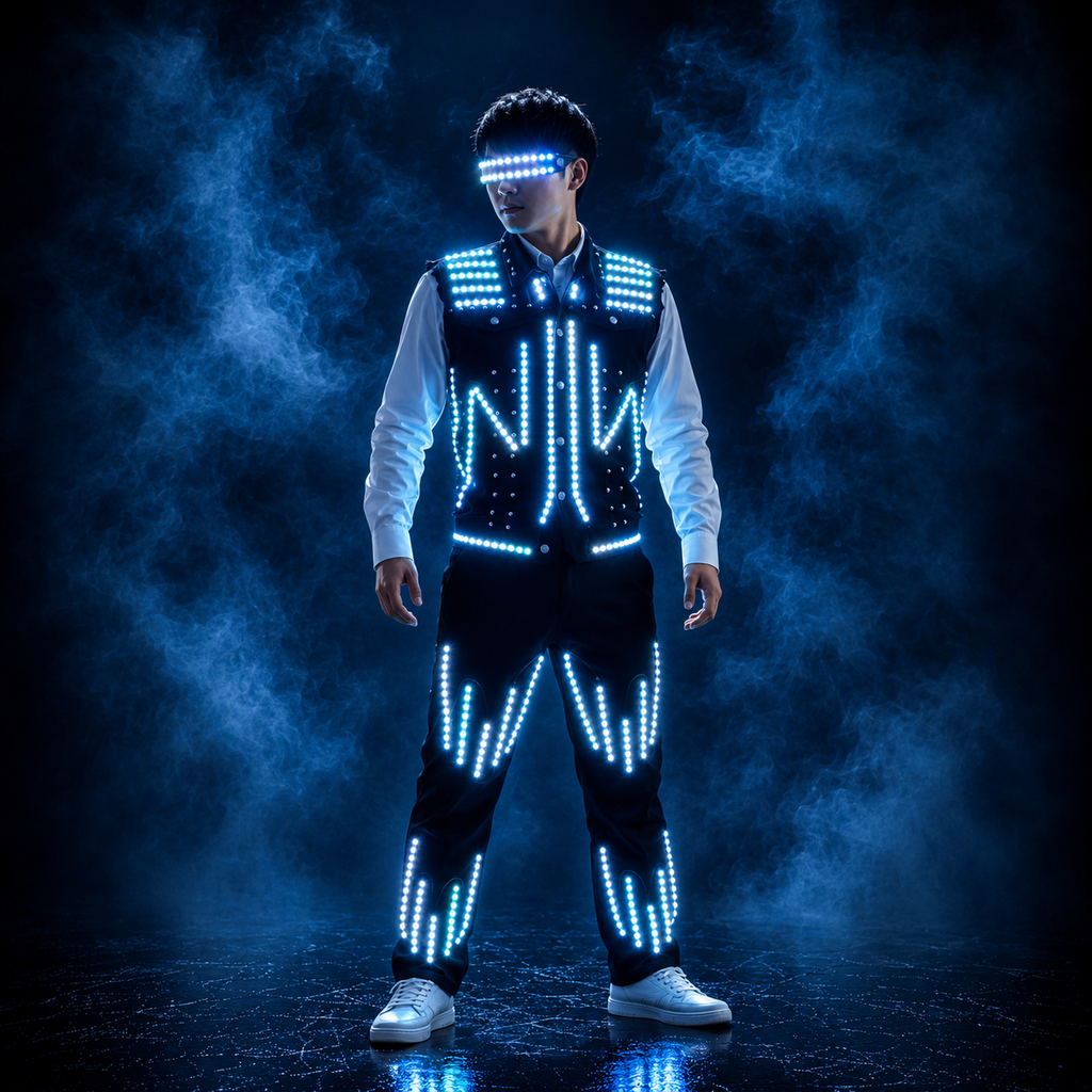 LED Luminous Vest AI Robot Performance Fluorescent Clothing Props Night Party Lighted Jacket
