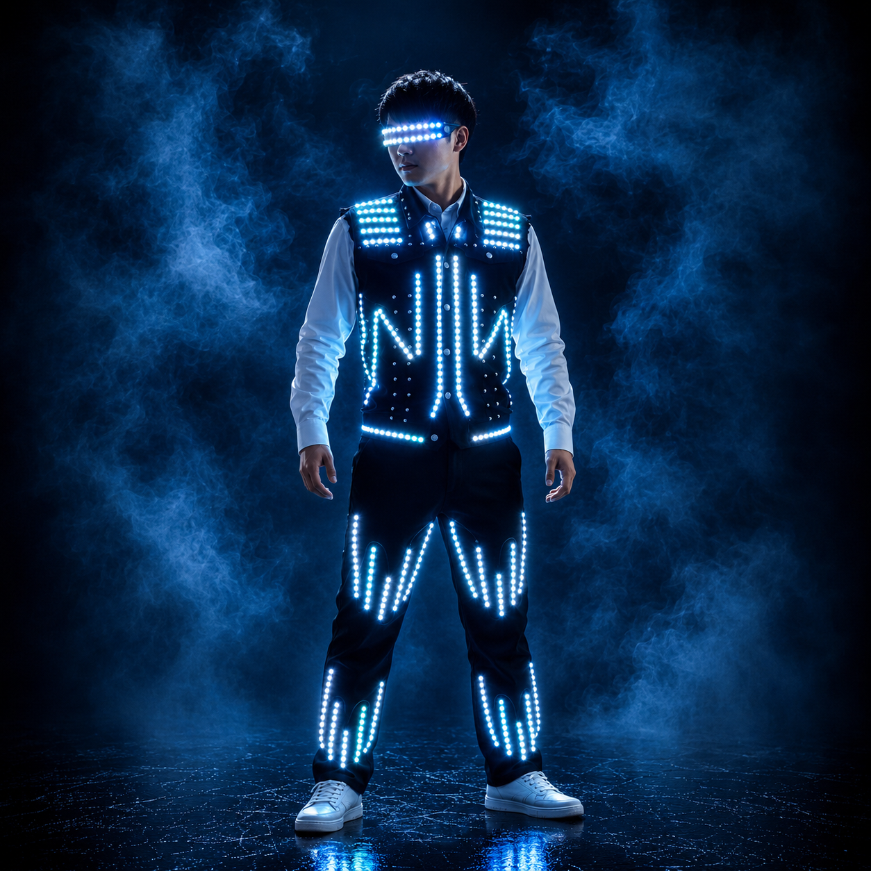 LED Luminous Vest AI Robot Performance Fluorescent Clothing Props Night Party Lighted Jacket