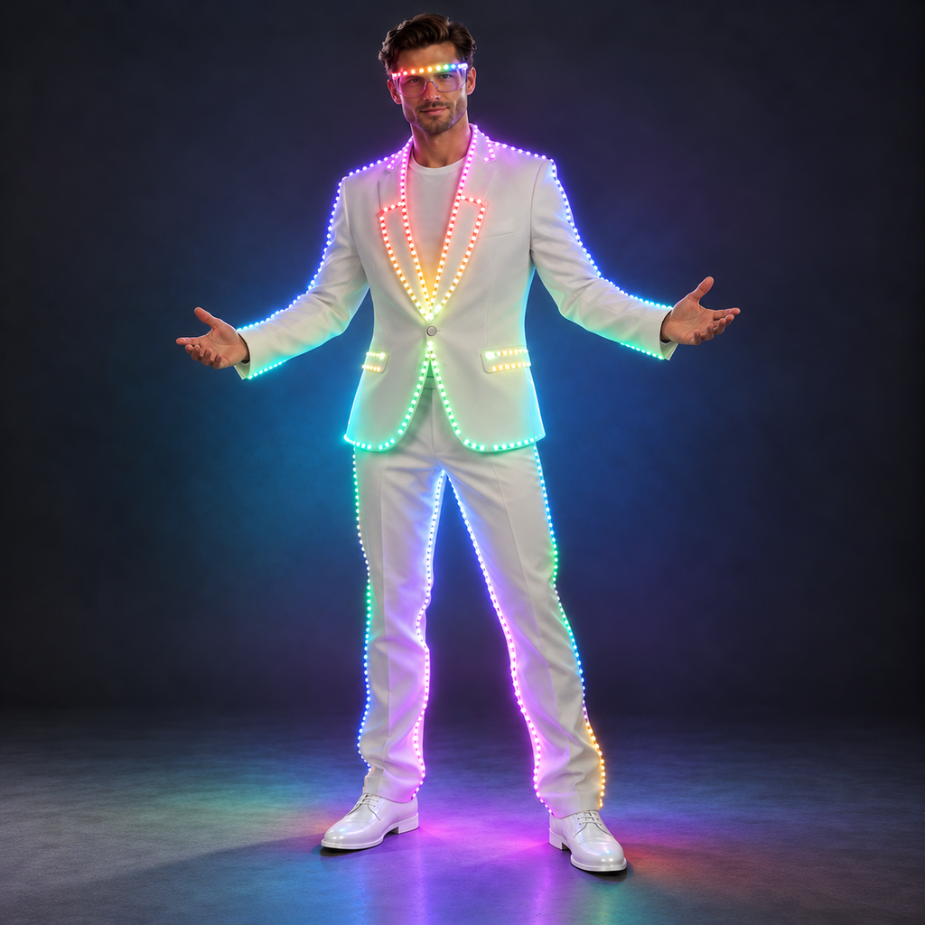 Men's RGB LED Light-Up Suit Set with Remote Control